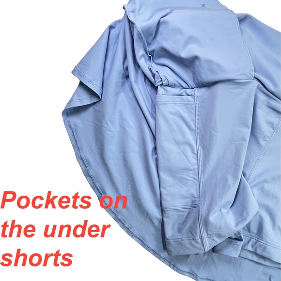 Lands End Tiered Ruffled Swim Skort Light Blue NWOT Size Large 14-16 Pockets - Picture 9 of 11